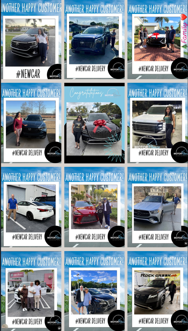 Happy MotorBreeze customers with their new cars — #NewCarDelivery